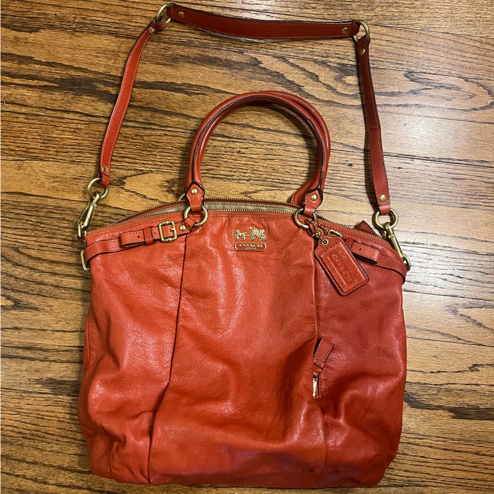 Coach Orange Leather Shoulder Bag
